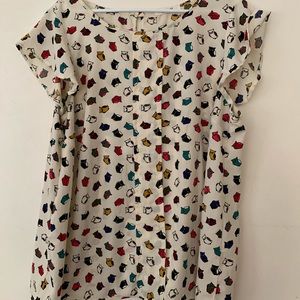 Angry owl printed blouse.